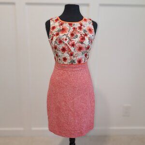 Elie Tahari Floral & Tweed Sheath Dress | Size S